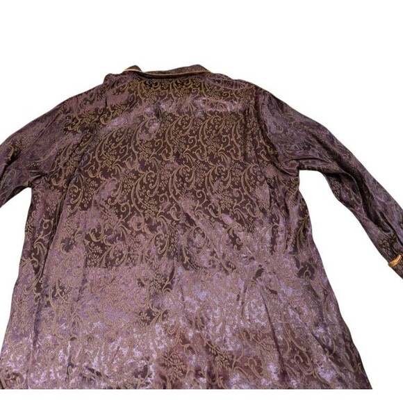 Victorias Secret Vtg Gold Label Pajama Set Size Small Maroon Brocade/Gold-Lounge - Picture 4 of 10